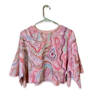 ✨SOLD✨Hand Dyed&Painted Custom Puma Crop Top